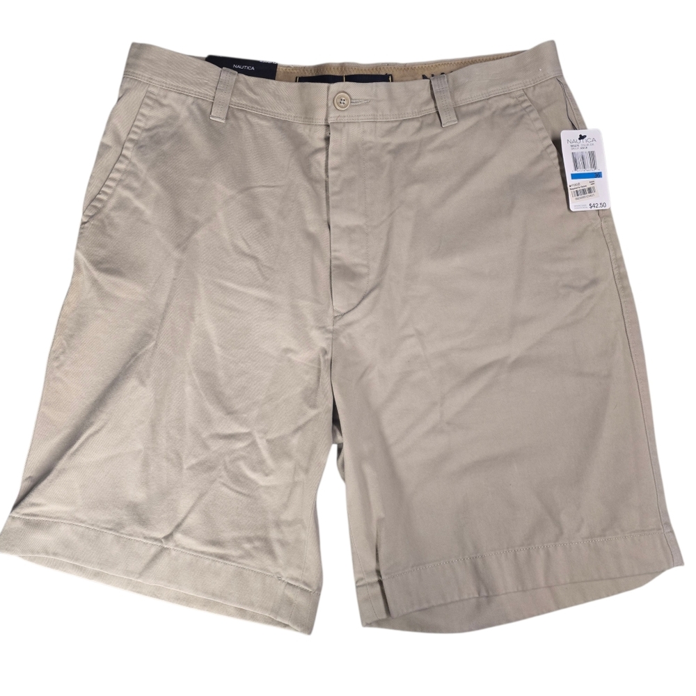 NWT Nautica Mens Classic Twill Clipper Relaxed Fit Flat Front 36W